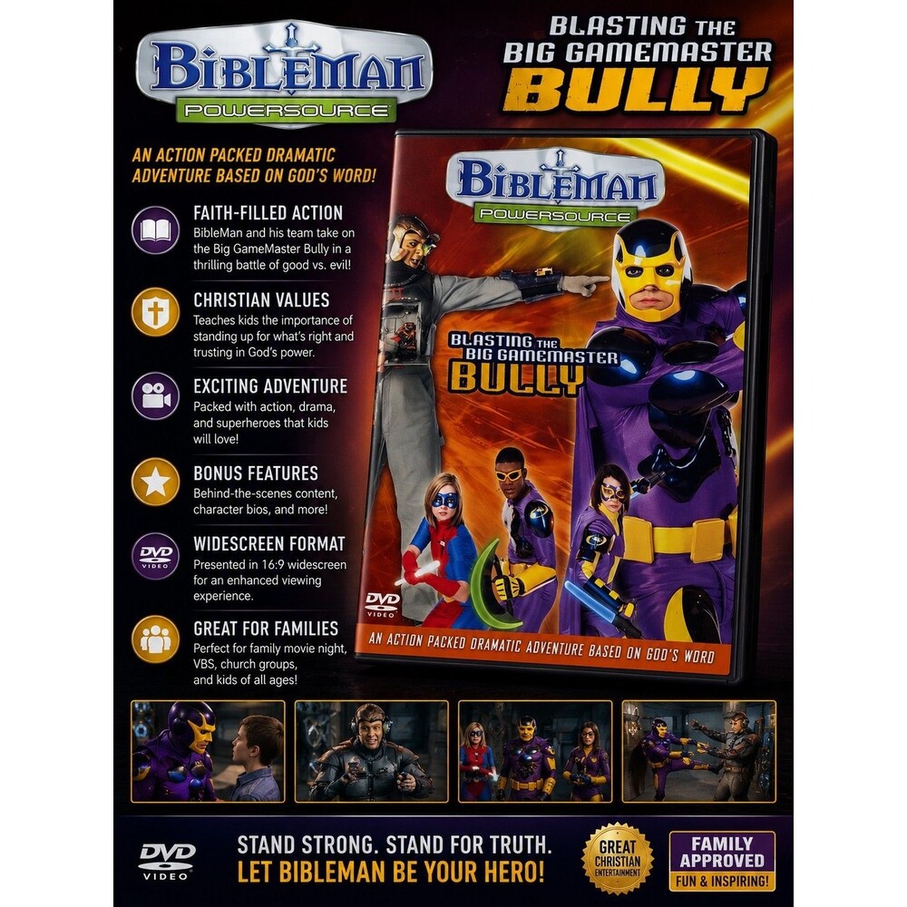 BibleMan PowerSource Blasting the Big GameMaster Bully DVD Tommy Nelson 2009
